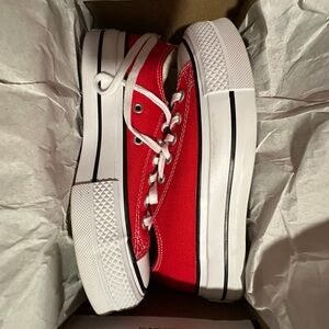 Red Converse Platform Sneakers